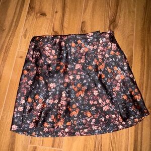 Abercrombie & Fitch Floral A-Line Skirt - Black and Orange
